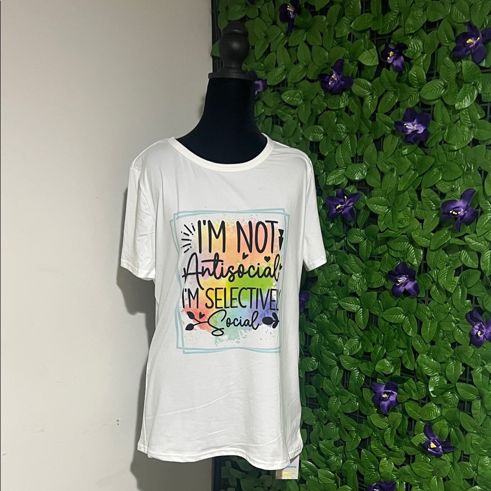 NEW Women’s White Graphic Tee with Colorful Print